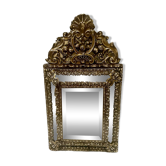 19th century embossed copper beaded mirror