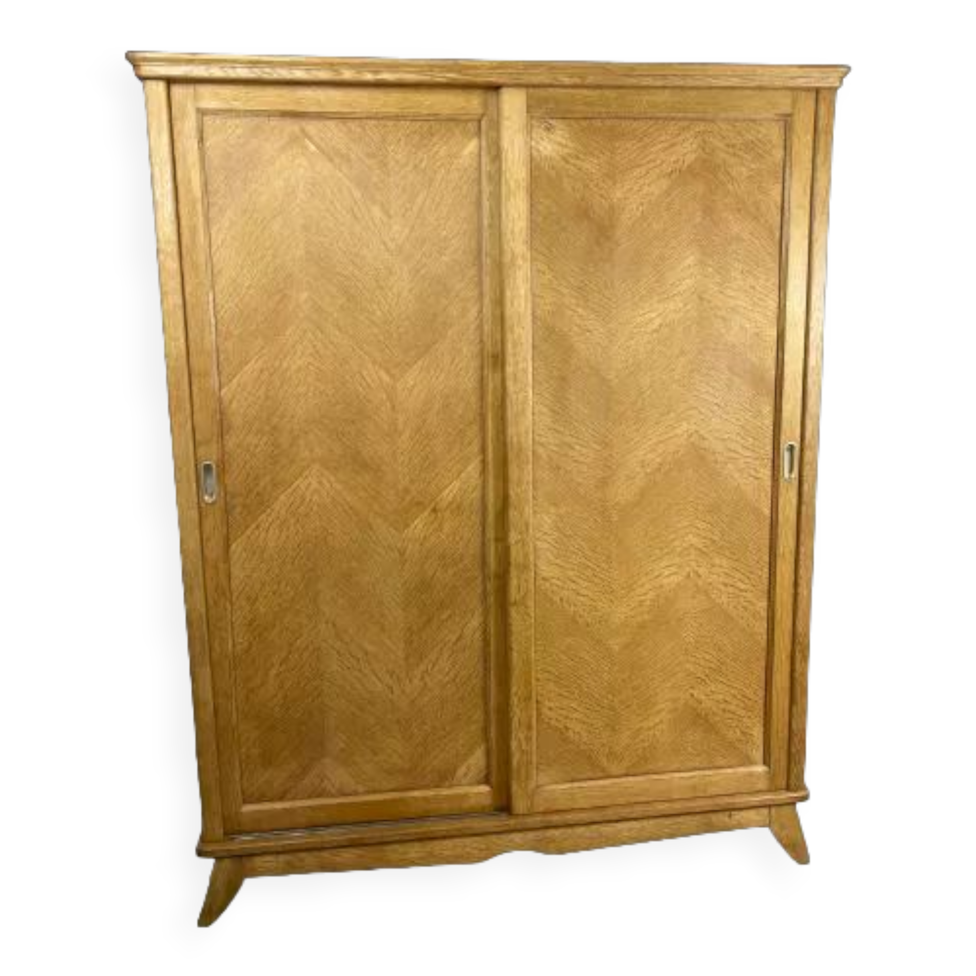 Vintage oak cabinet raw feet compass