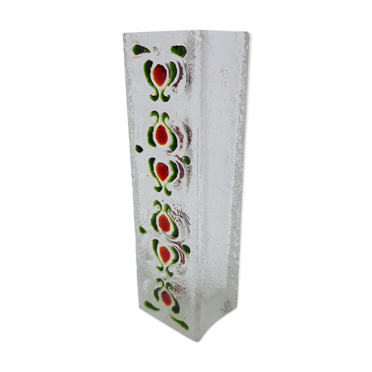 Vintage vase in enamelled textured glass