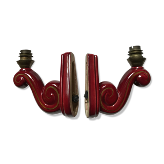 Old pair of ceramic wall sconces, 40s