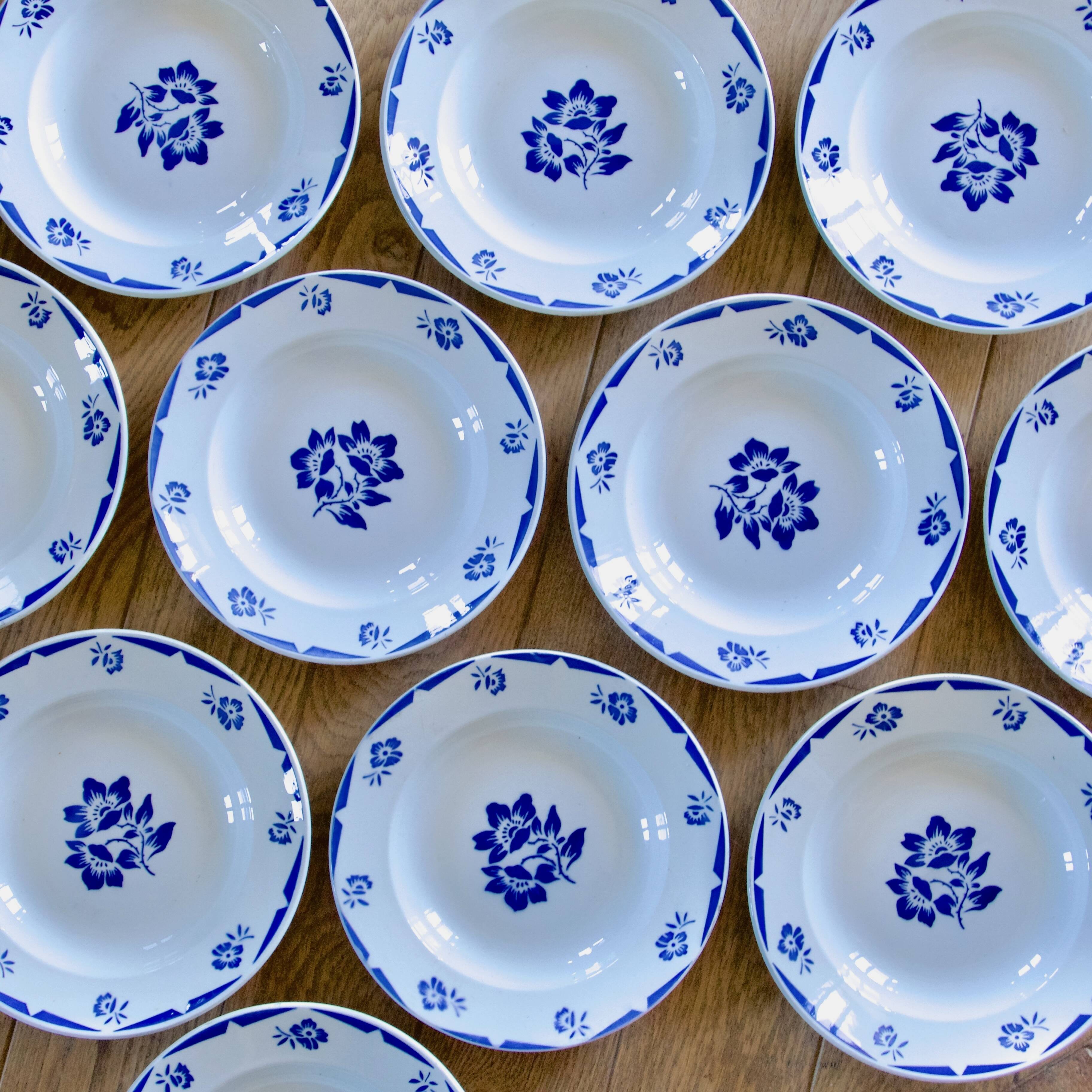 Antique Badonviller plates from the "Madelon" collection, hand-painted