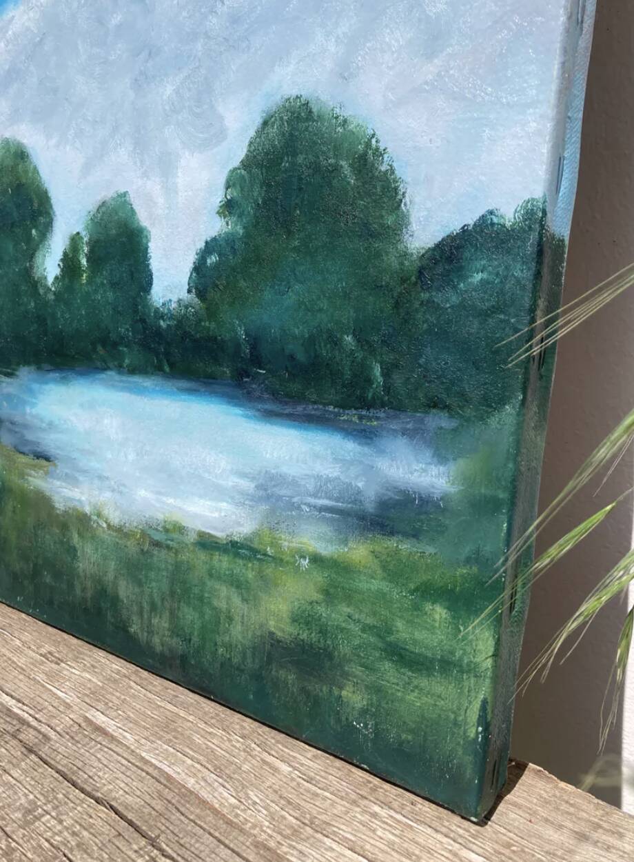 Old landscape painting / oil on canvas