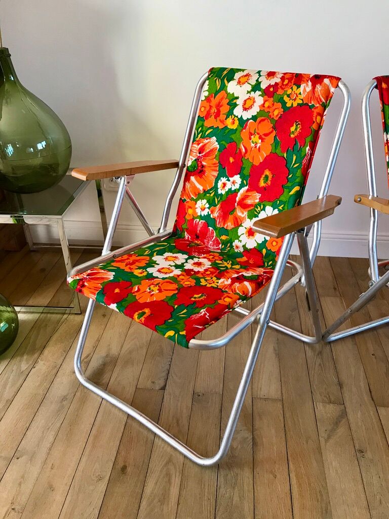 Paire de chaises de camping à fleurs vitaminées 70