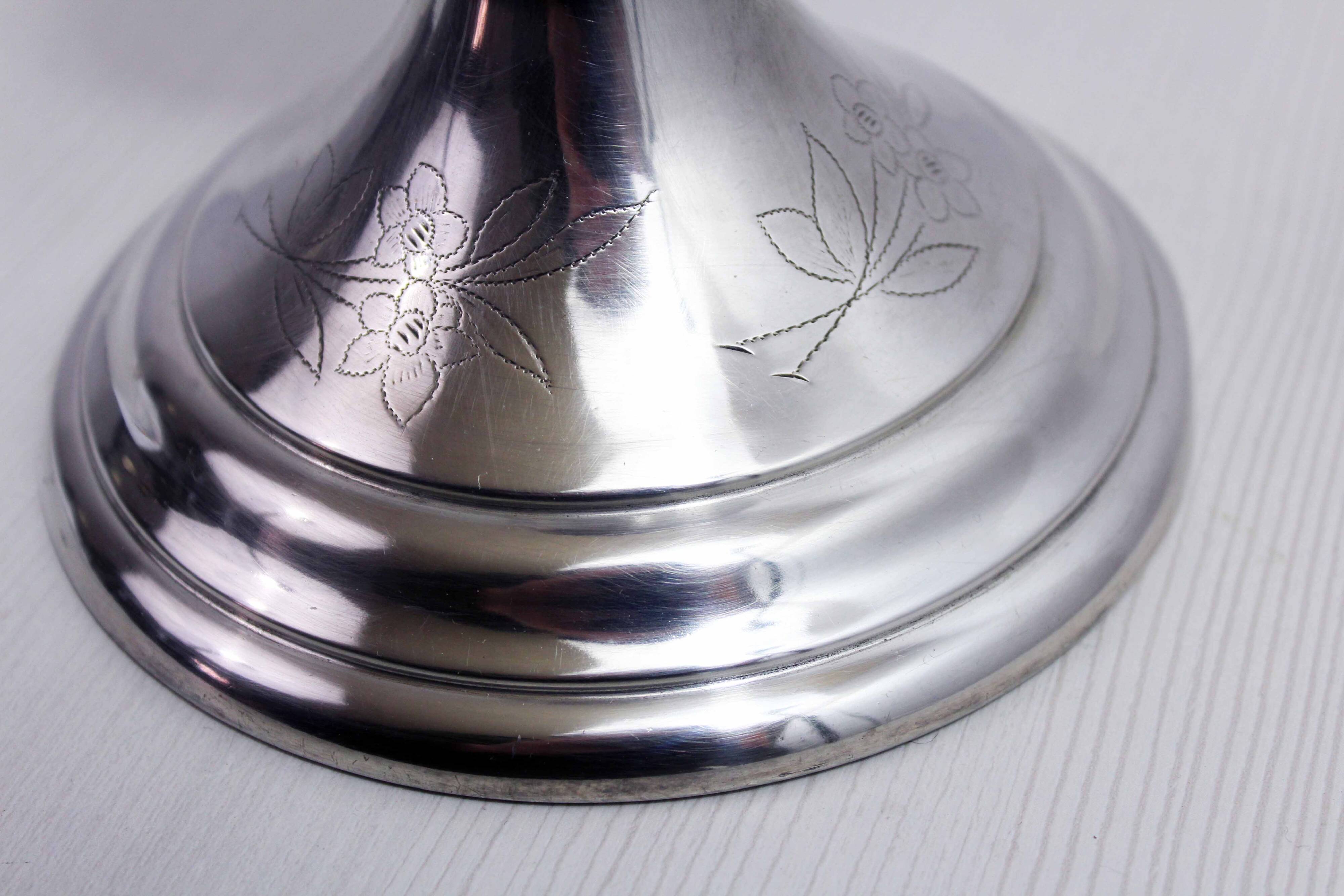 Silver metal candle holder