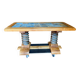 Vintage coffee table in solid oak and slate – Press screw base