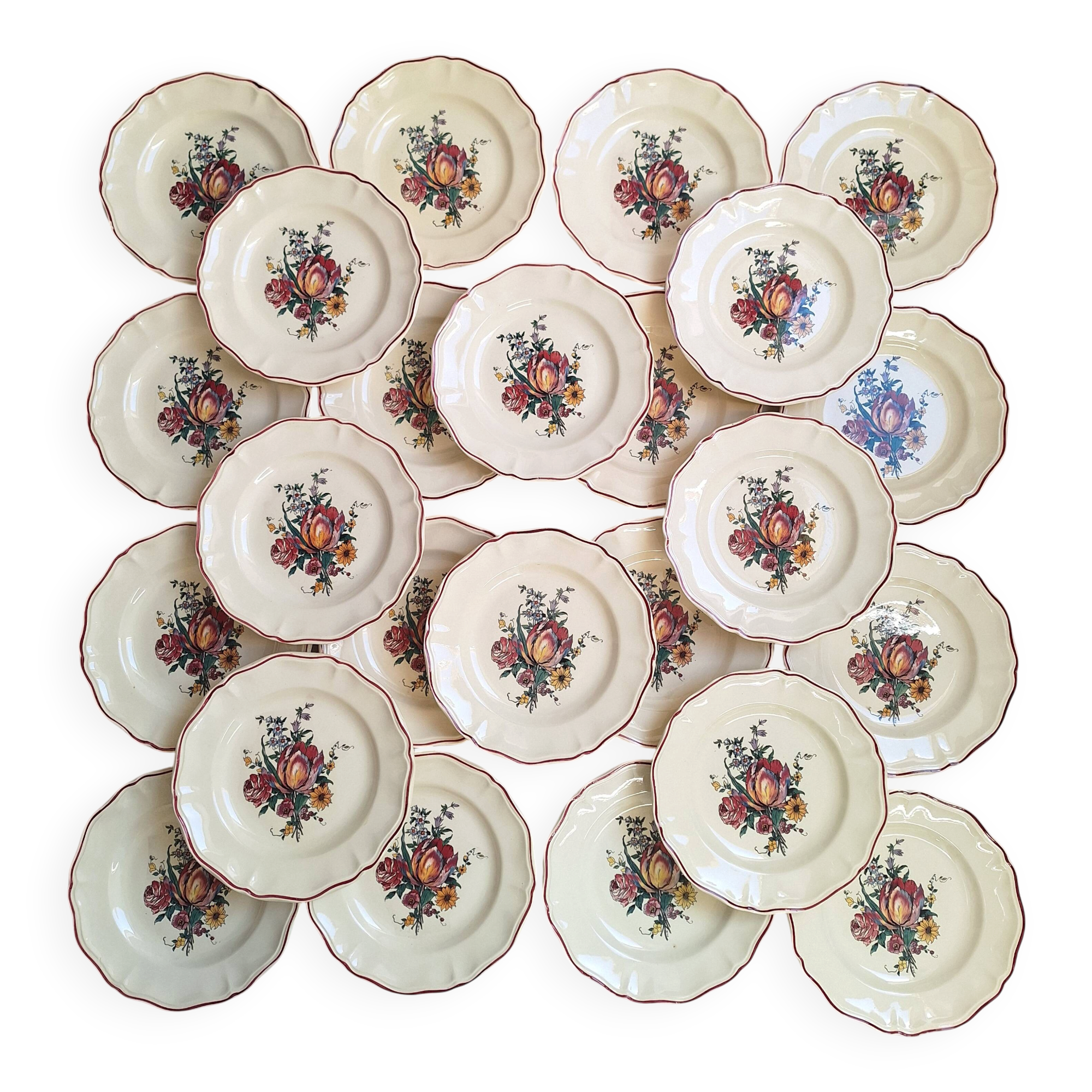 Assiettes plates Digoin Sarreguemines Modèle Loraine