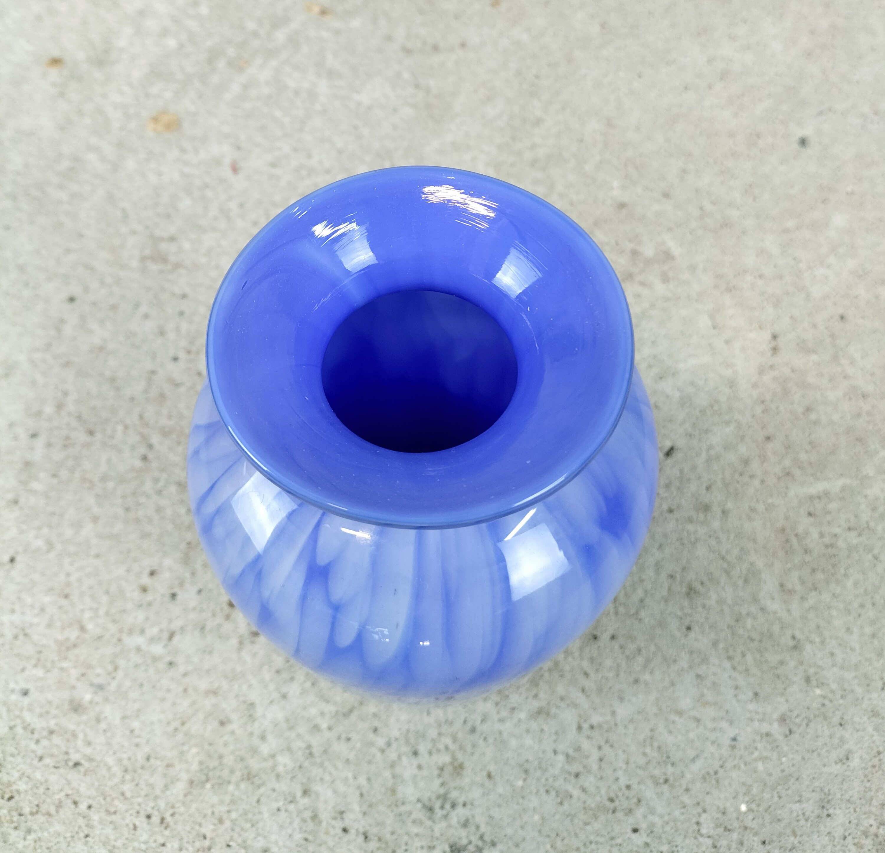 Small blue blown glass vase