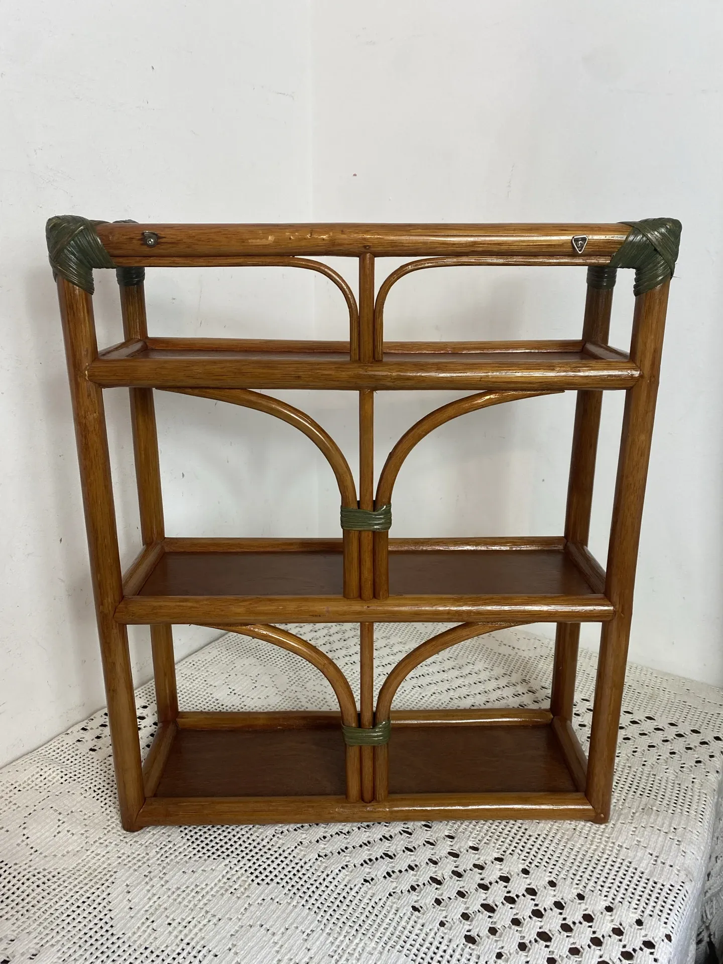 Bamboo and rattan shelf, 1970s