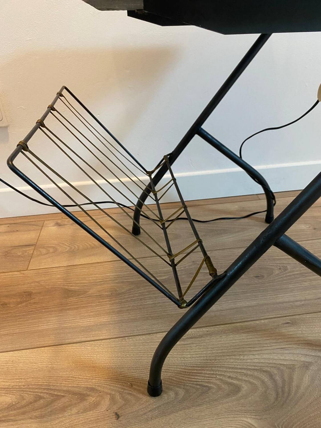 Floor lamp with magazine rack and shelf 50's
