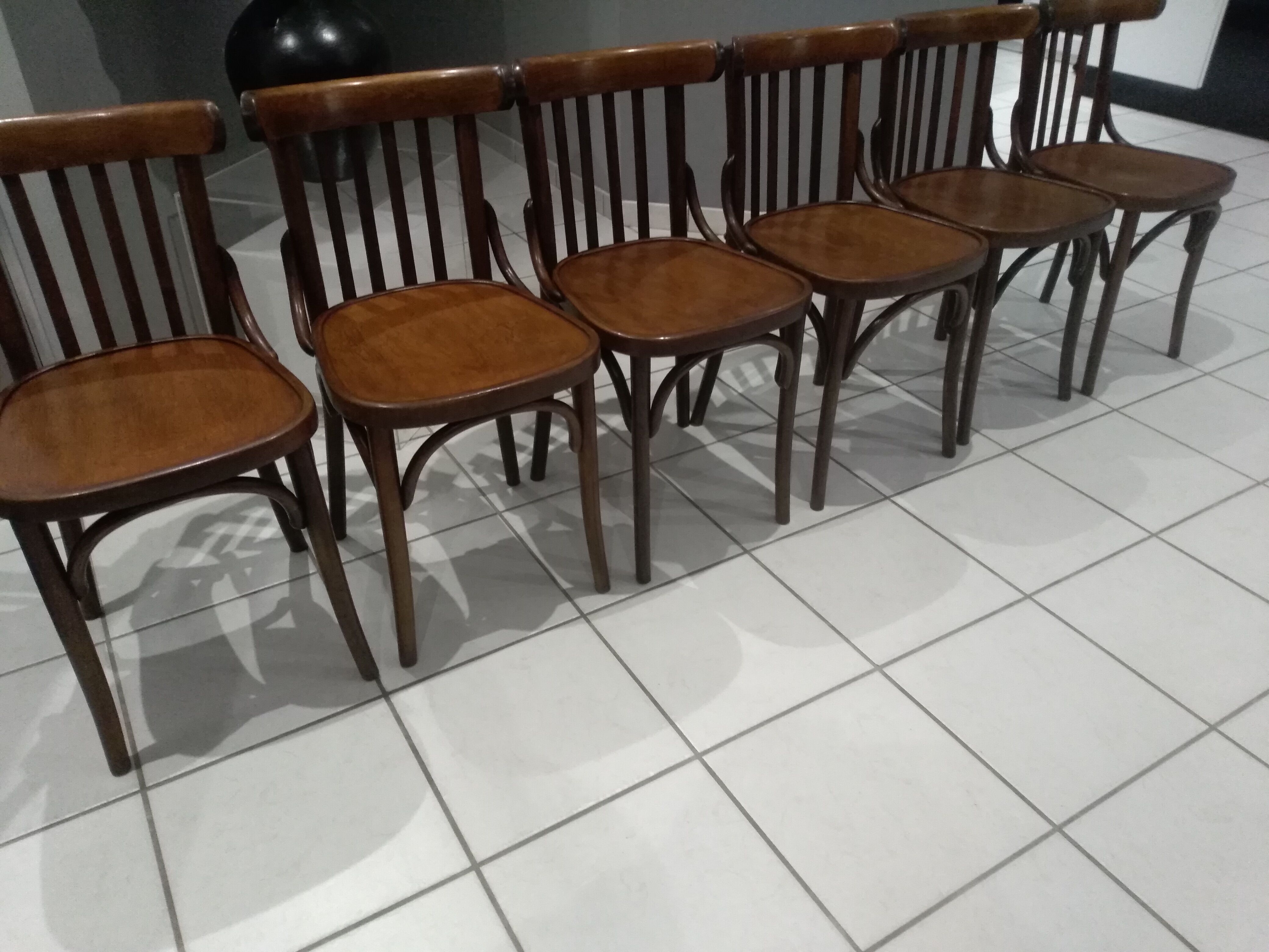 Suite of 6 chairs of Vintage Bistrot 1960s