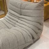 Togo Ligne Roset armchair by Michel Ducaroy in mocha, taupe, and beige bouclette