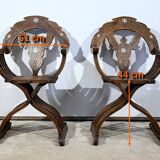 Paire de Fauteuils Syriens Savonarole en Noyer – Fin XIXe