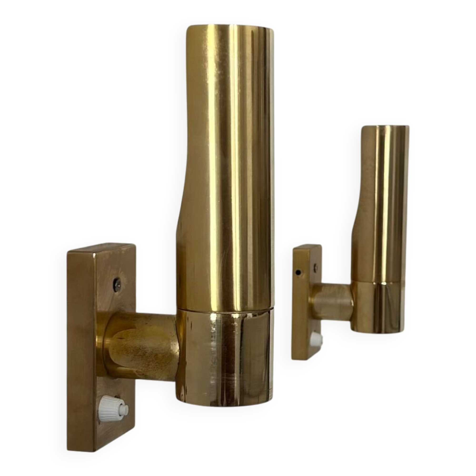 Pair of vintage adjustable brass wall lights, France 1970.