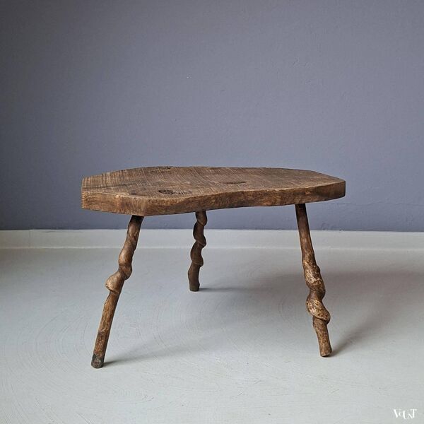 Table d'appoint en tronc d'arbre français ancien, vers les années 1920.