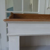 Old patinated pearl gray library, wooden top, composed of 3 adjustable shelves.
