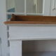 Old patinated pearl gray library, wooden top, composed of 3 adjustable shelves.