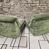 Paire de chauffeuse velour vintage 1970"