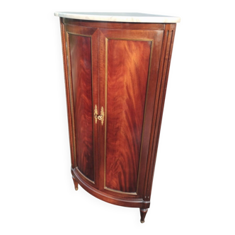 Meuble d'angle encoignure ancien style louis xvi plateau marbre