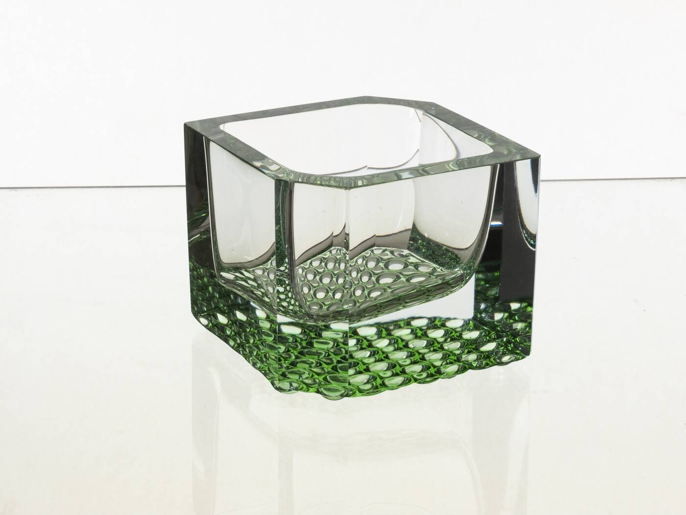 Green Square Bowl, Pavel Hlava, 1970s, Czechoslovakia
