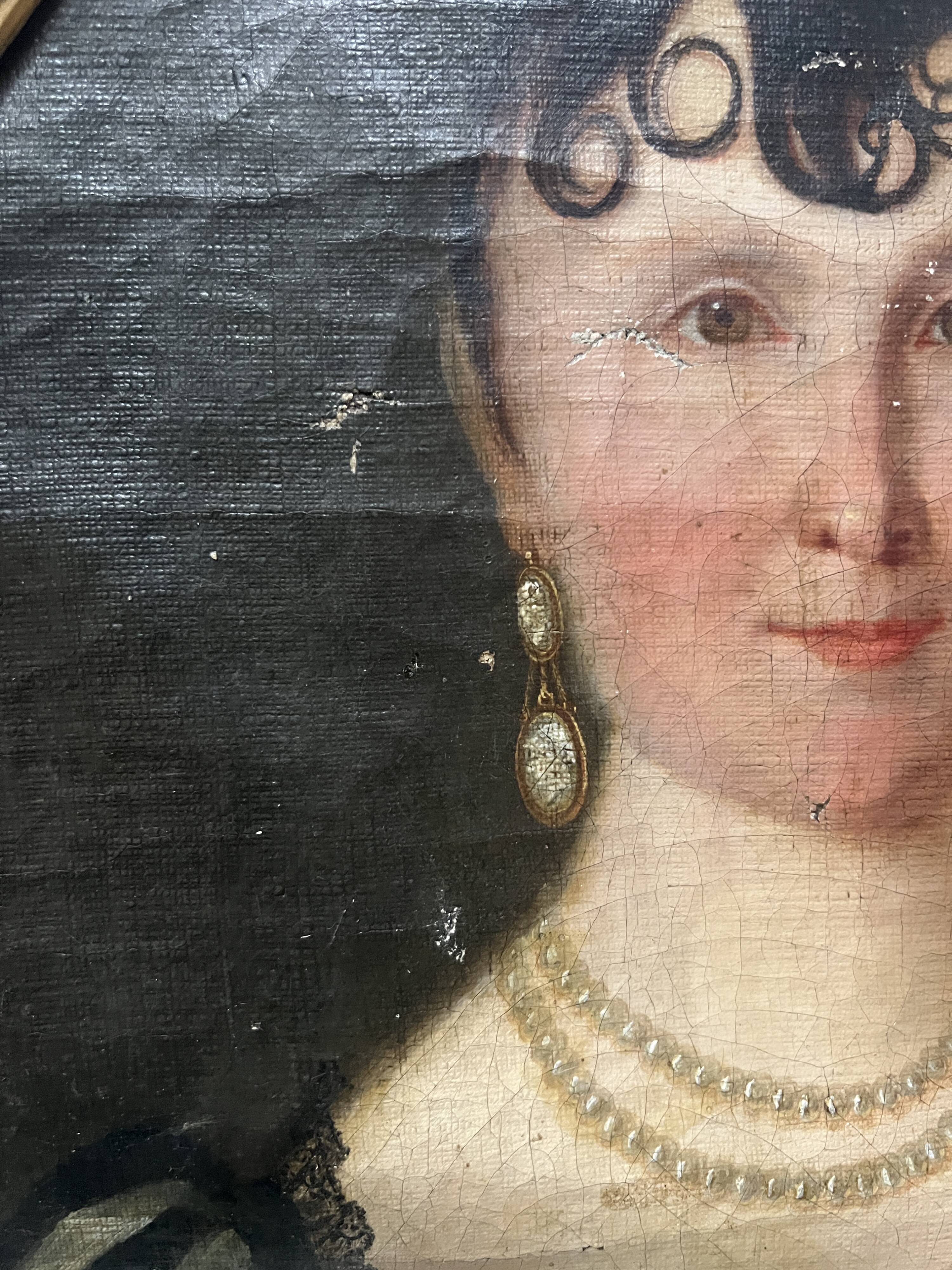 Oil on canvas "Bust of a Woman" 19th century
