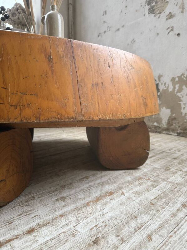 Table basse brutaliste « rondin » XL