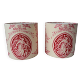 Pair of red toile de Jouy lampshades