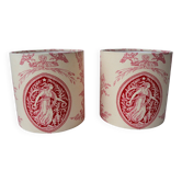 Paire d'abat-jours toile de Jouy rouge