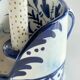 Blue ceramic hand candle holder vintage craft