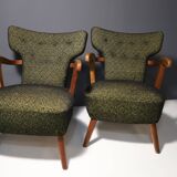 Pair of mid century wingback armchairs, Czechoslovakia, circa 1940´s