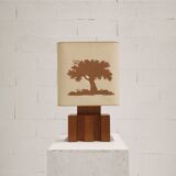 Solid elm lamp from Maison Regain, 1970