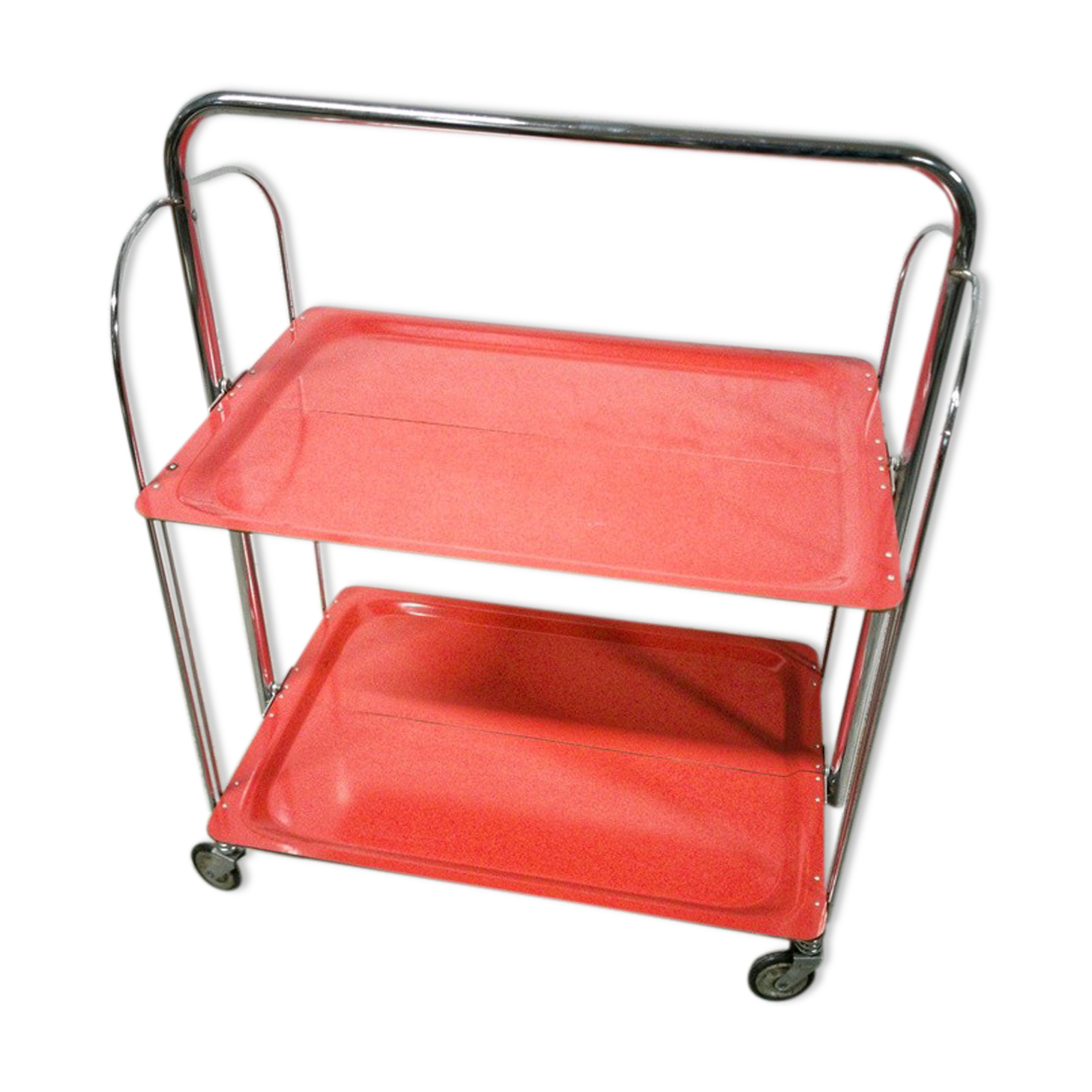 Desserte pliante vintage à roulettes