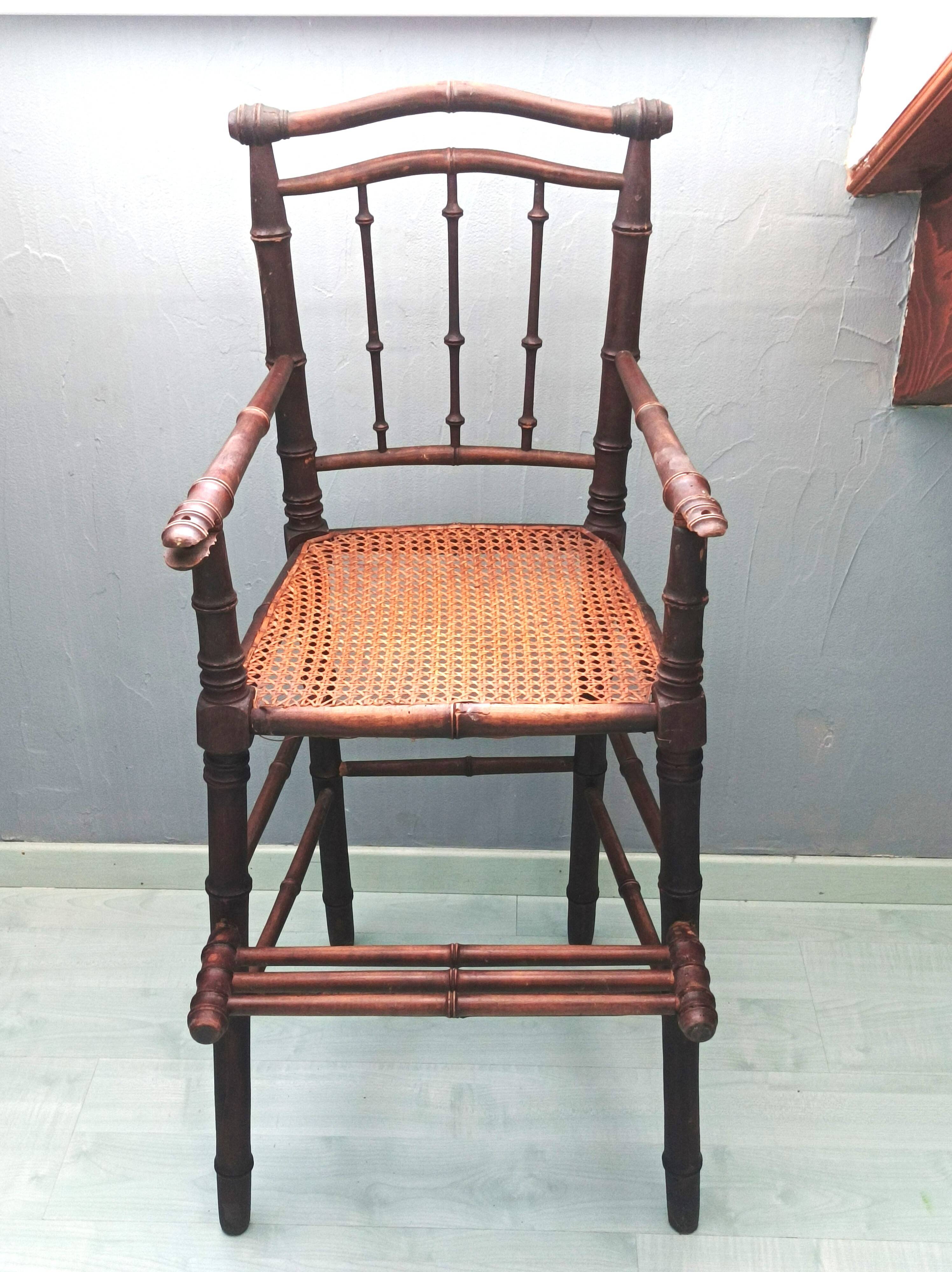 Art Deco caned children's high chair