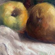 HST painting "Still life with oranges and chestnuts" signed H. Lucotte 1913