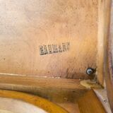 Baumann chair stamped in red skai