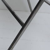 Chaise pliable skaï bleu pieds chromés