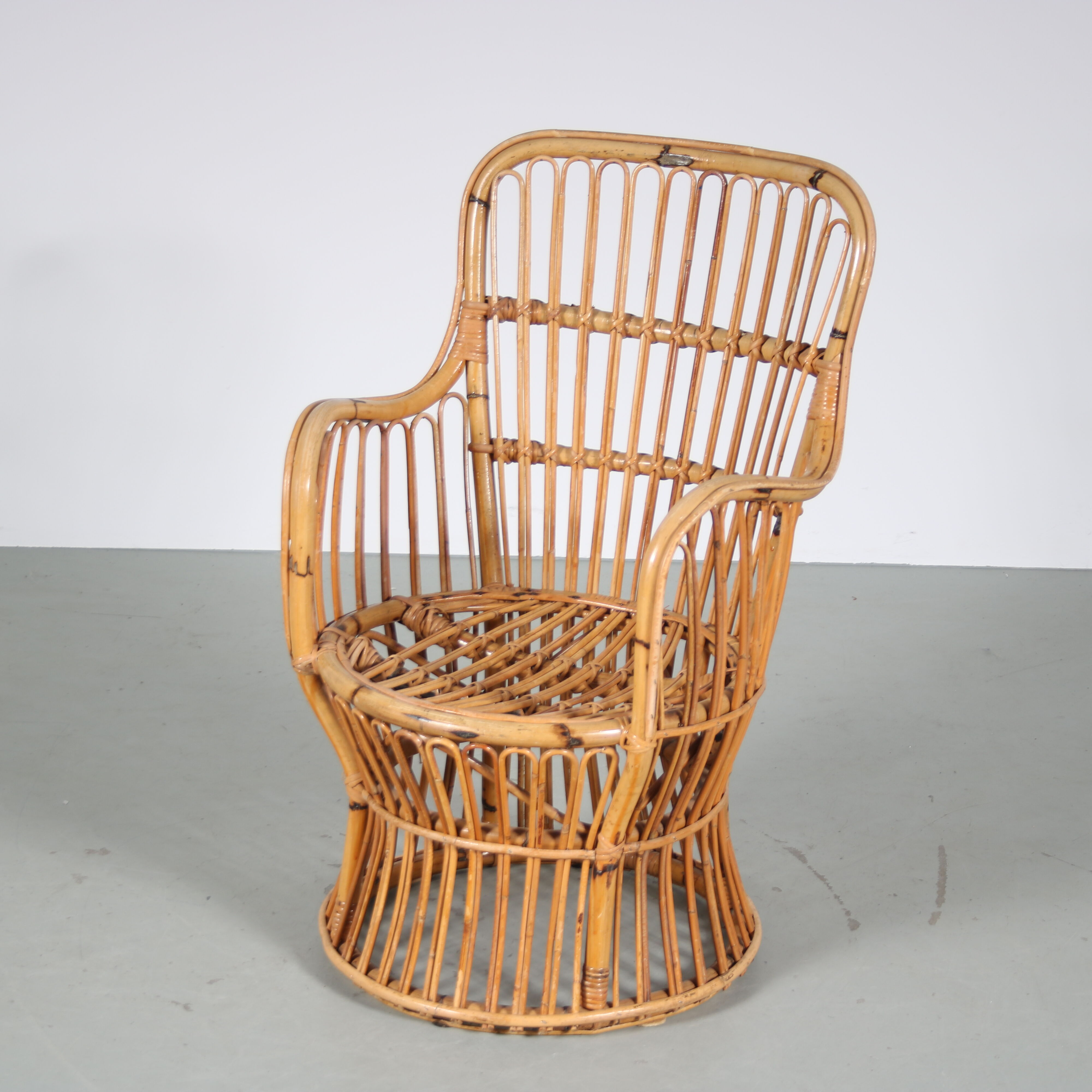 1950s rattan armchair from the Netherlands