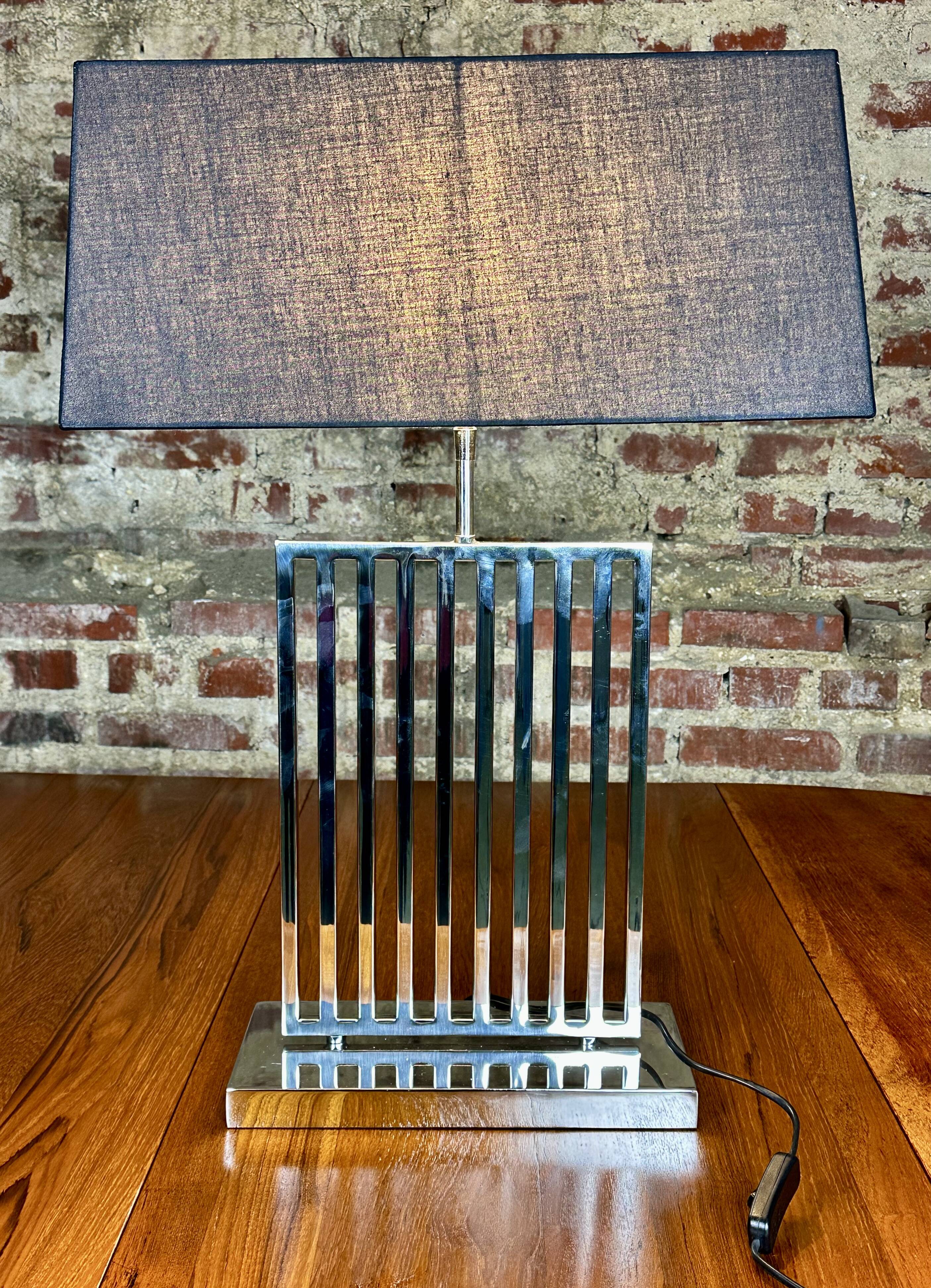 Designer lamp in chromed metal from the 2000s, height 70 cm