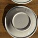 Set of 9 small Italian dessert plates Primula with red and green trim.