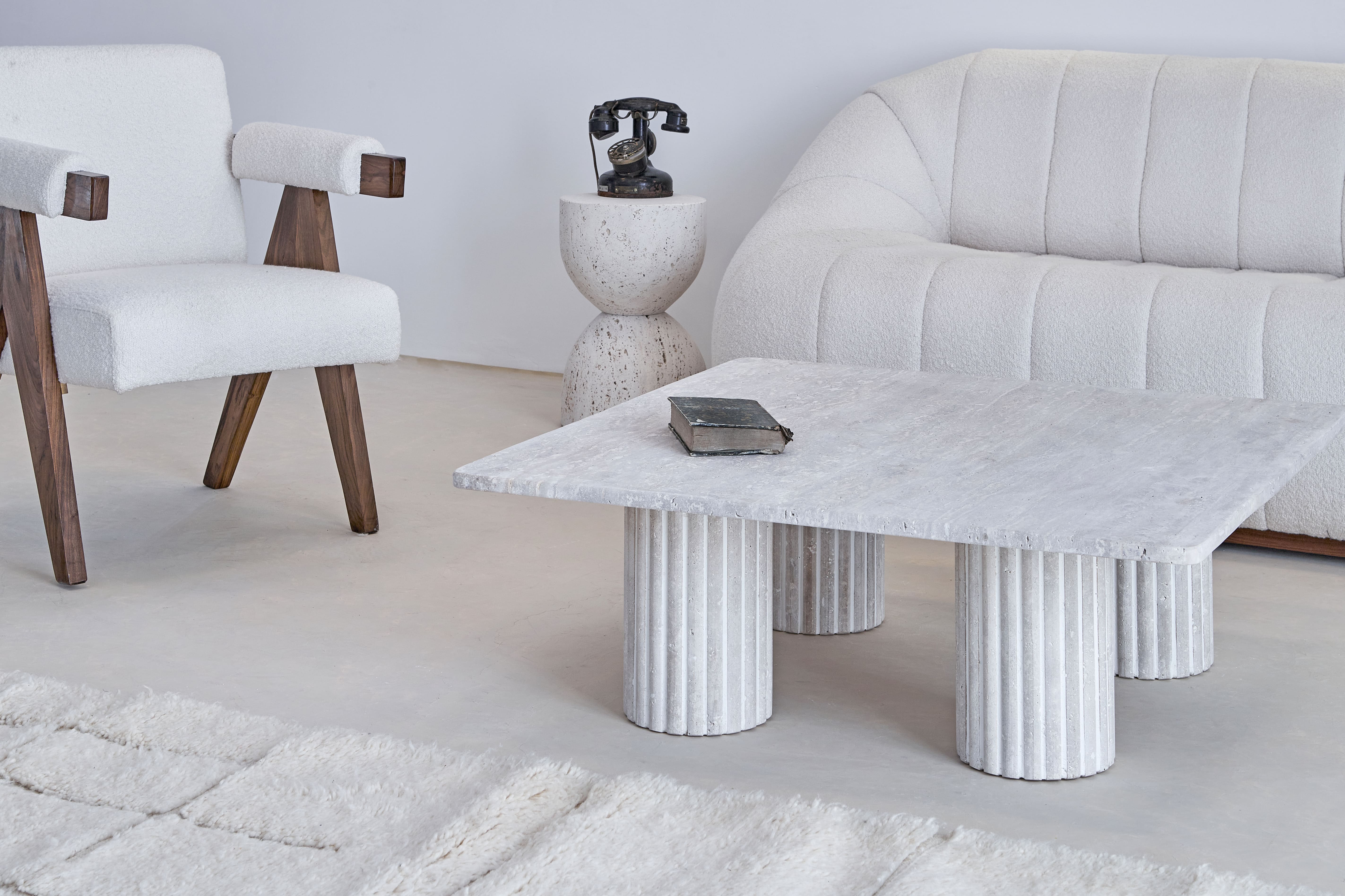 Natural travertine square coffee table 100x100