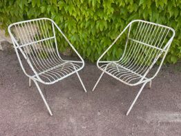 Pair of wrought iron armchairs year 60