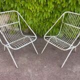 Pair of wrought iron armchairs year 60