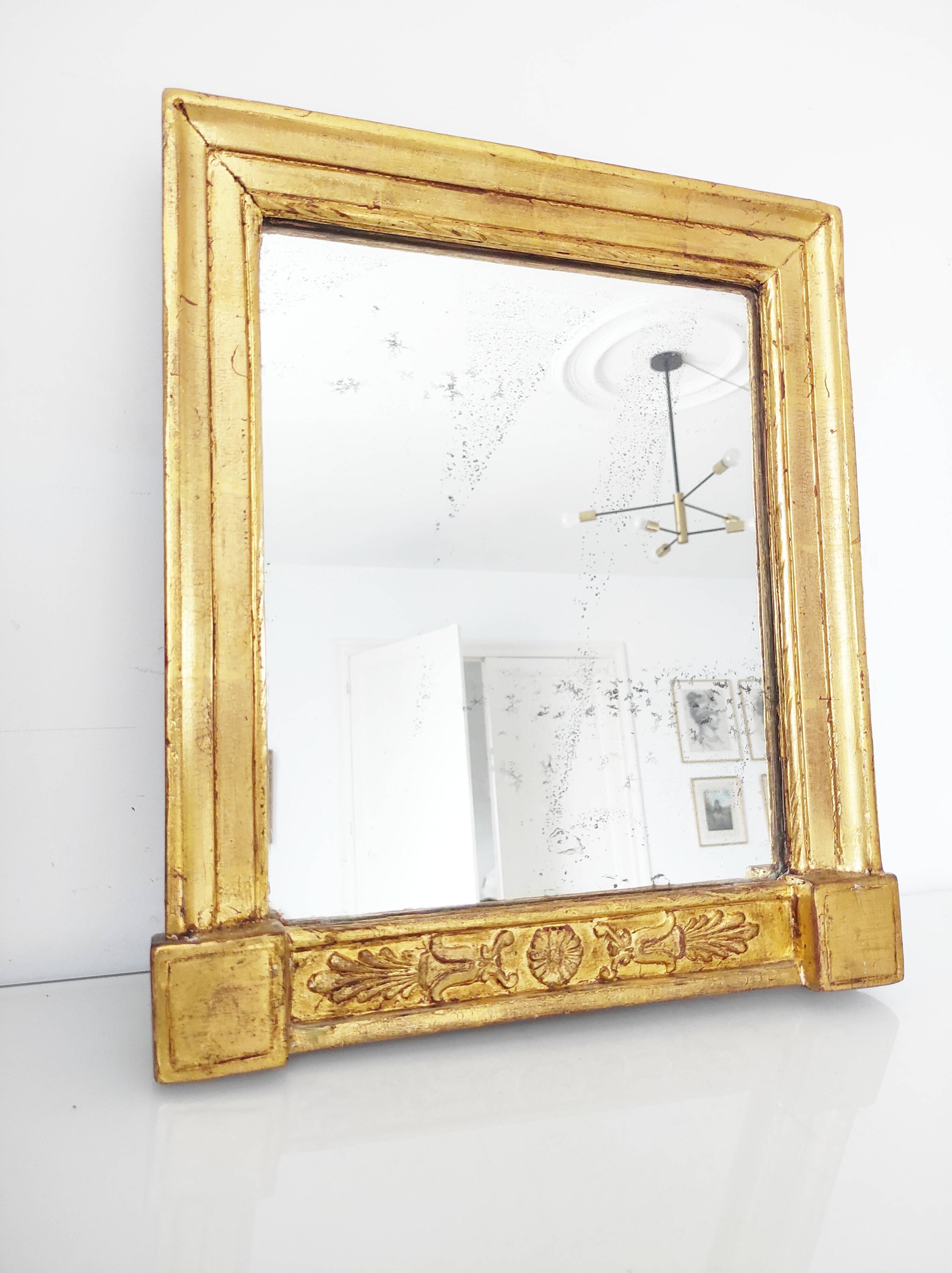 Miroir bois doré 19e 38,5 x 33 cm