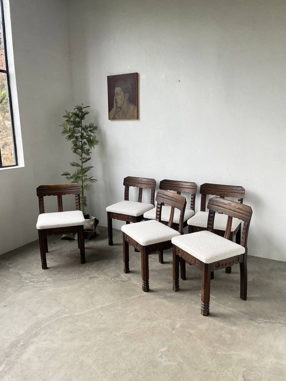 Set of 6 brutalist chairs from the 1940s