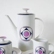 Set consisting of a teapot, sugar bowl and milk jug, Made in Germany, Colorful, Space Age, 1970