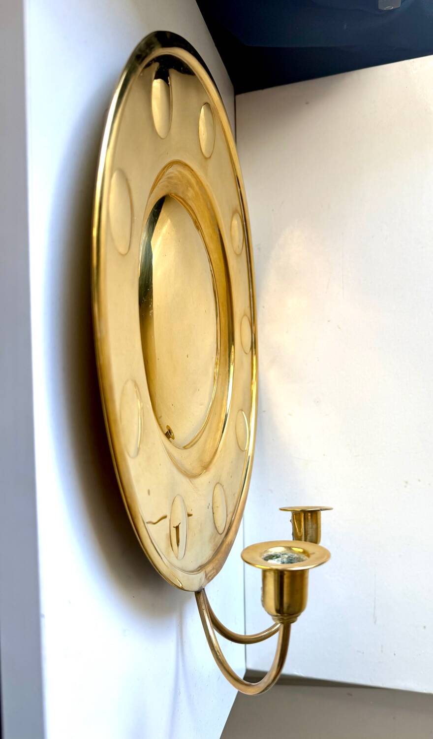 Vintage Wall Double Candle Holder Sconce in Brass