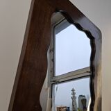 Czechoslovakian wall mirror with a wavy wooden frame, mid-century, 1940s