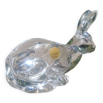 Vide poche en cristal forme de lapin de la cristallerie d'arques made in france