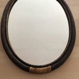 Oval rattan mirror