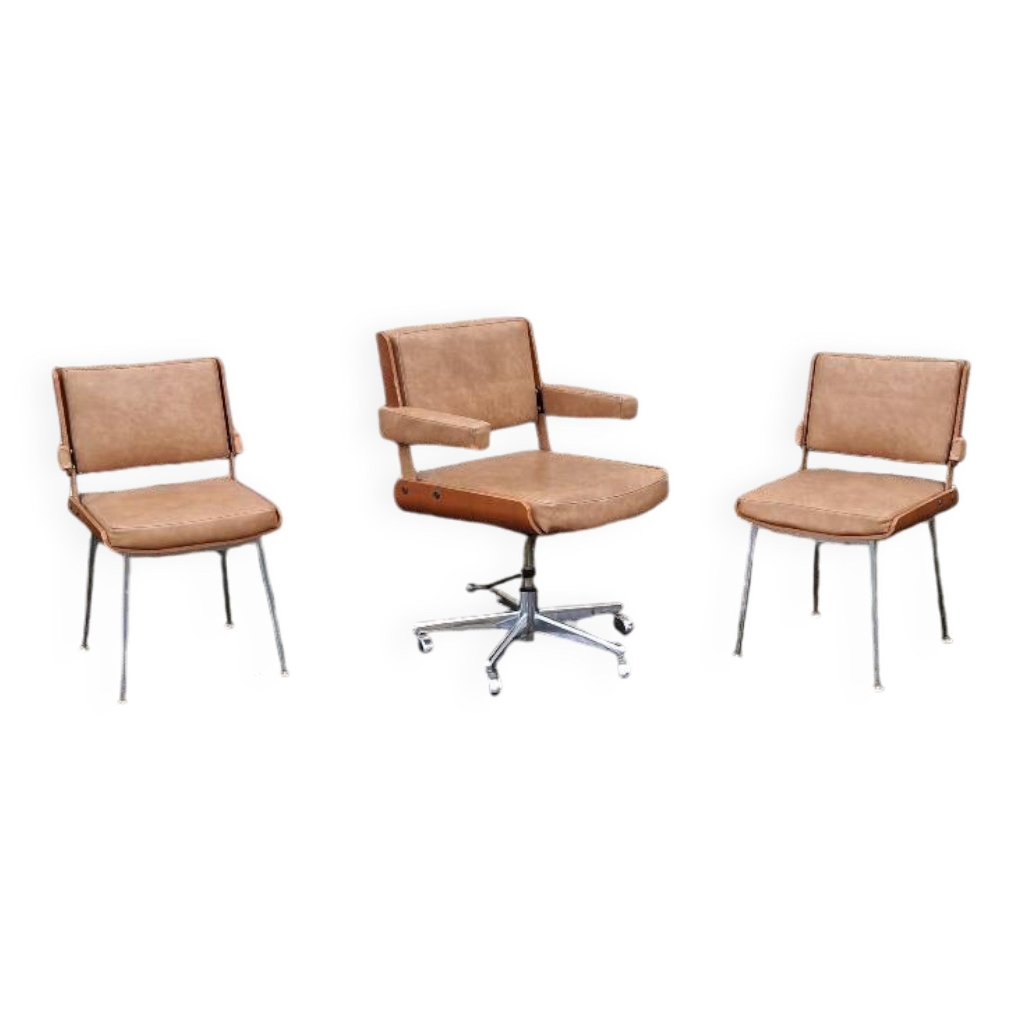 Set of an office chair and 2 Marcom chairs from the 60s