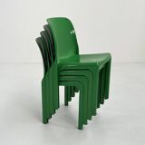 Set of 4 green Selene chairs by Vico Magistretti for artemide, 1970